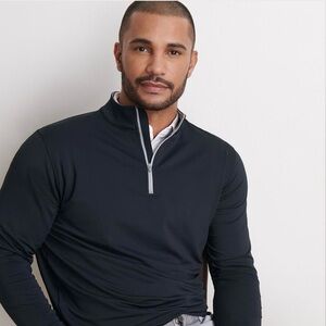 Peter Millar Pullover Perth Performance 1/4 Zip Large Black Golf Crown